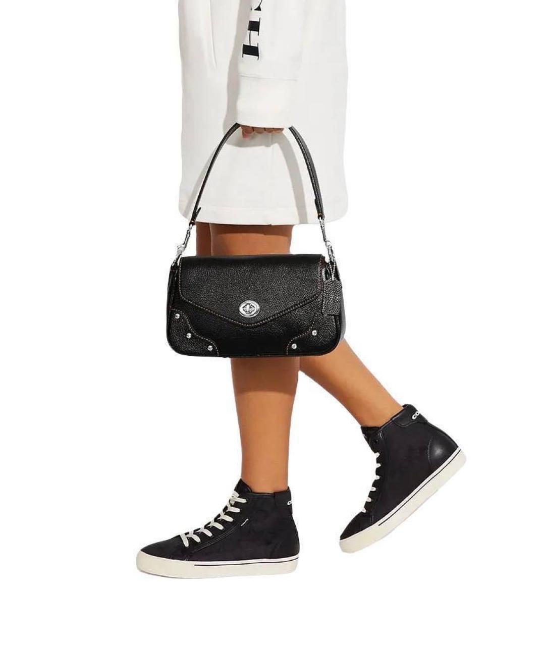 COACH Черная кожаная сумка через плечо, фото 5