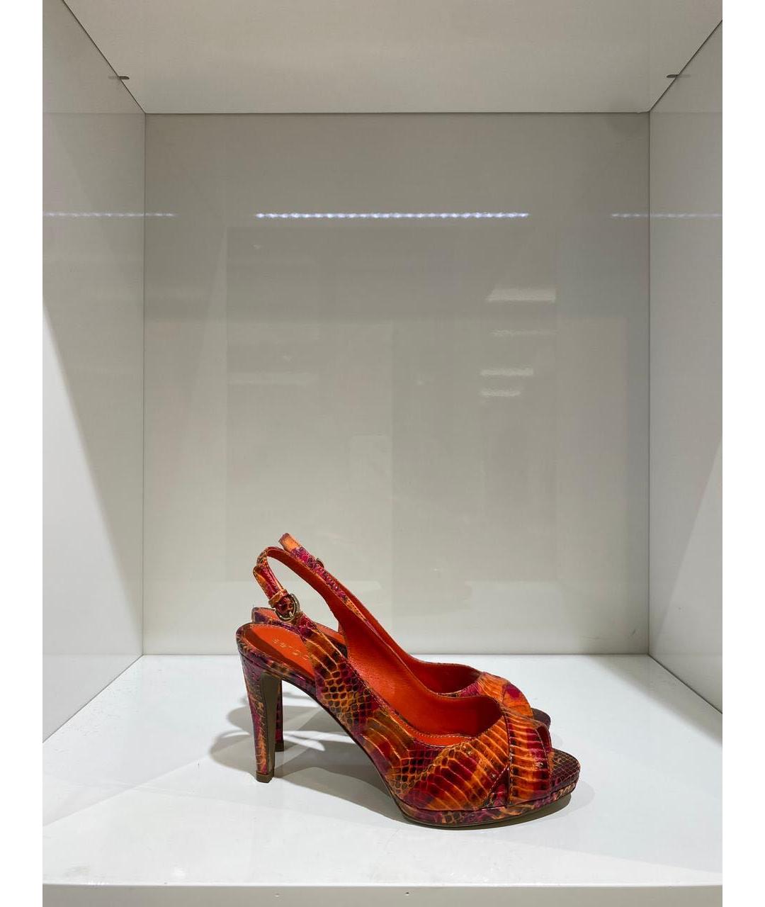 SERGIO ROSSI Оранжевое кожаные босоножки, фото 3