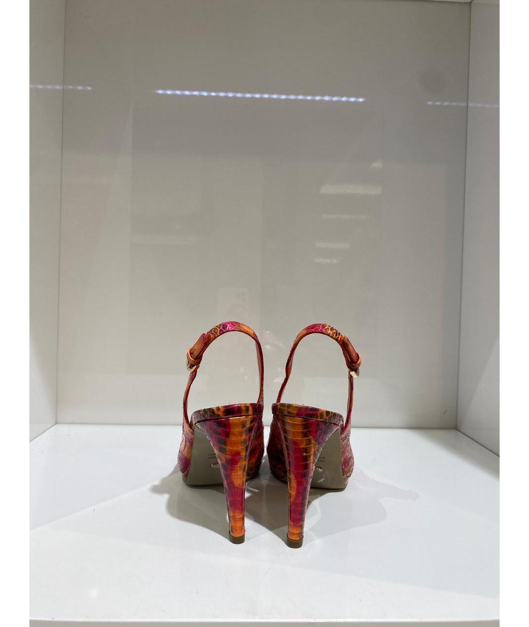 SERGIO ROSSI Оранжевое кожаные босоножки, фото 4