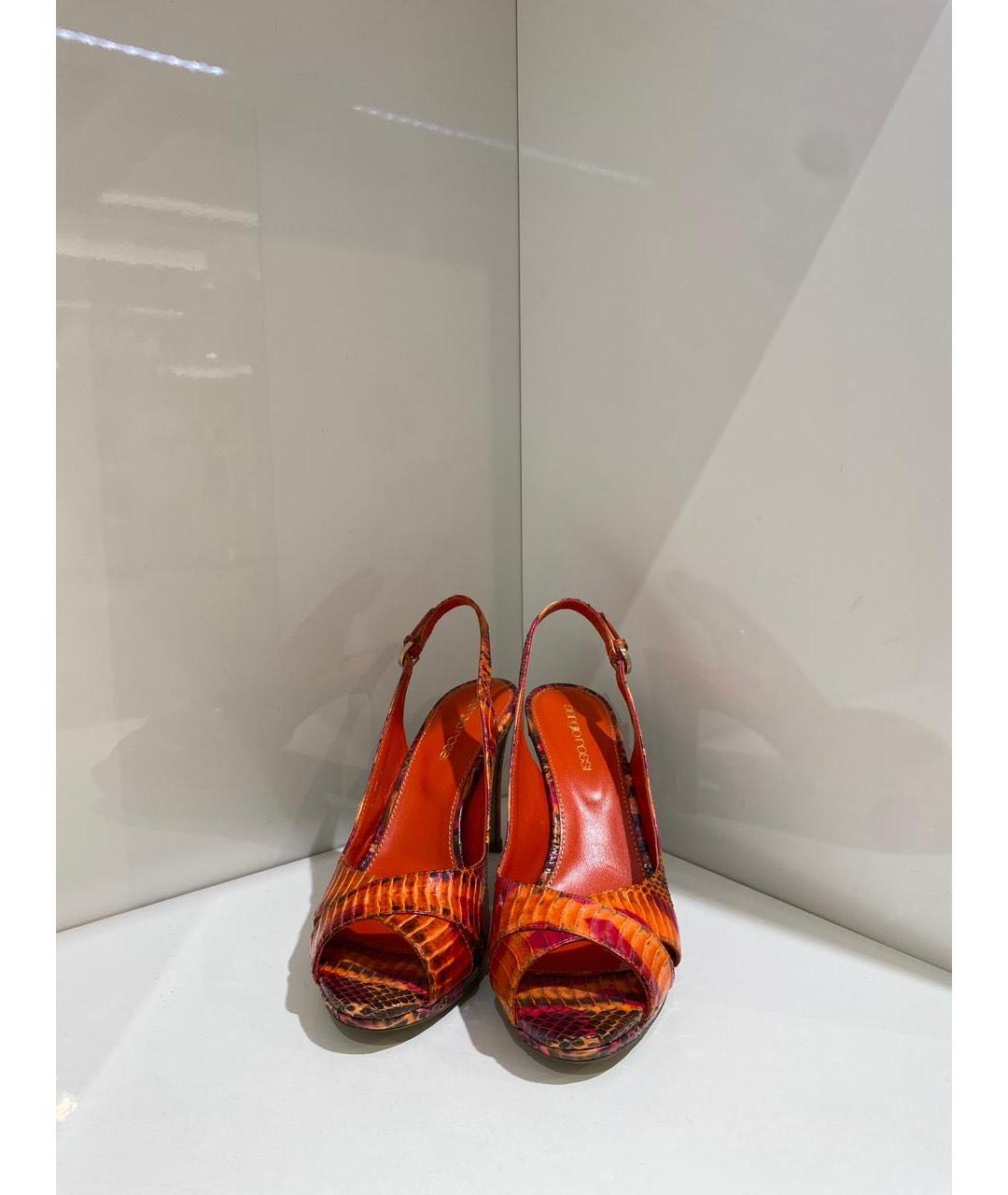 SERGIO ROSSI Оранжевое кожаные босоножки, фото 2