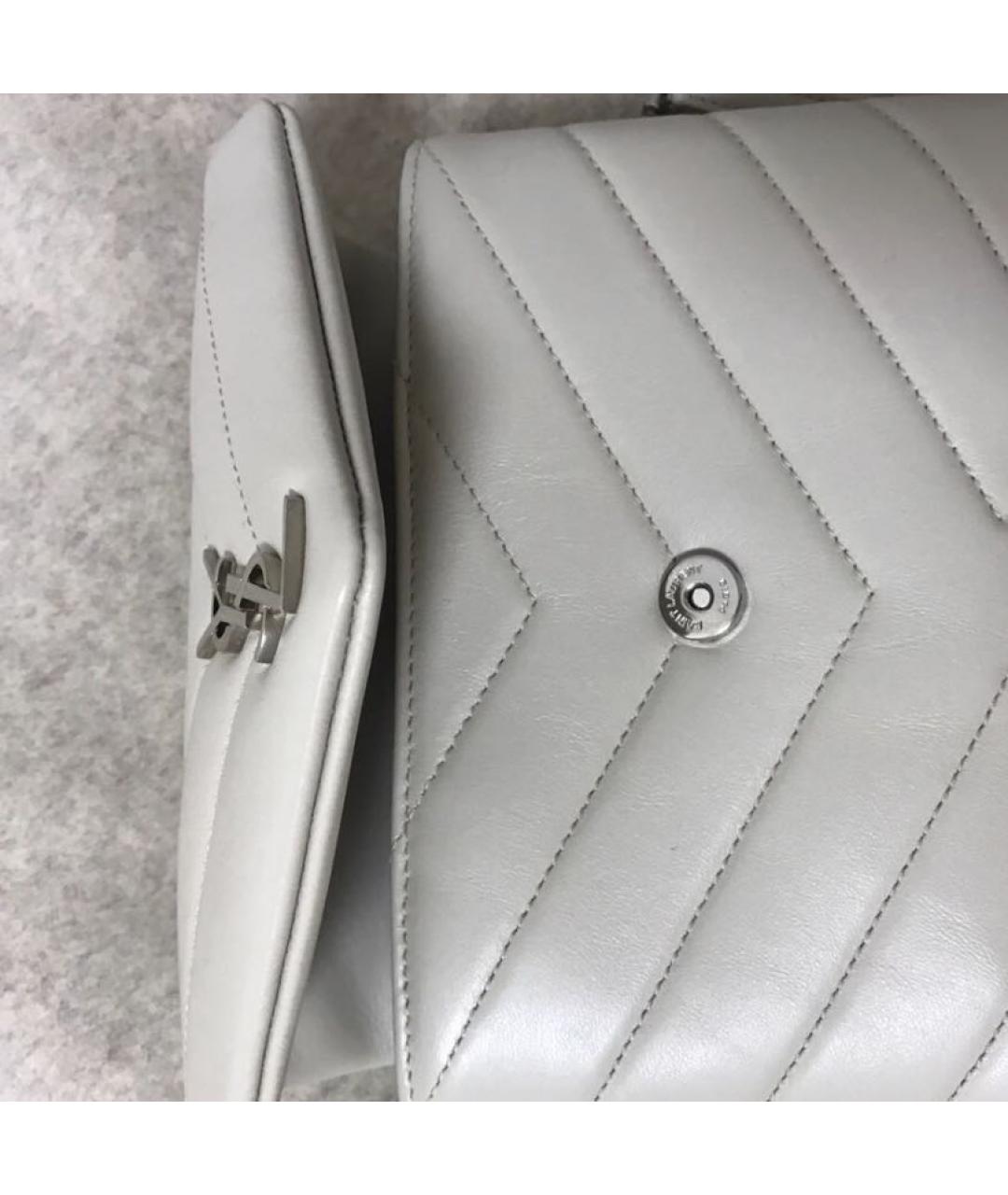 SAINT LAURENT Белая кожаная сумка через плечо, фото 4