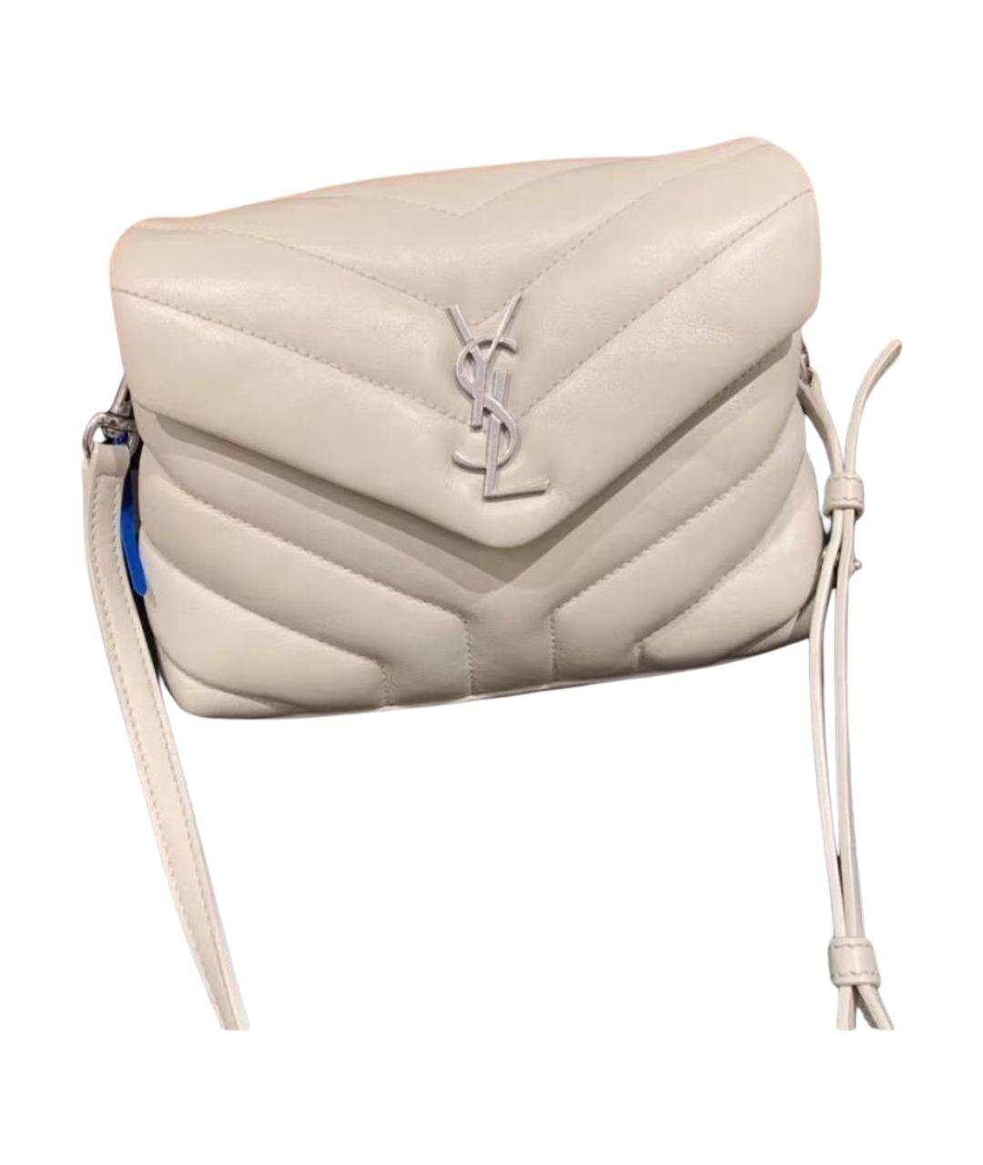 SAINT LAURENT Белая кожаная сумка через плечо, фото 1