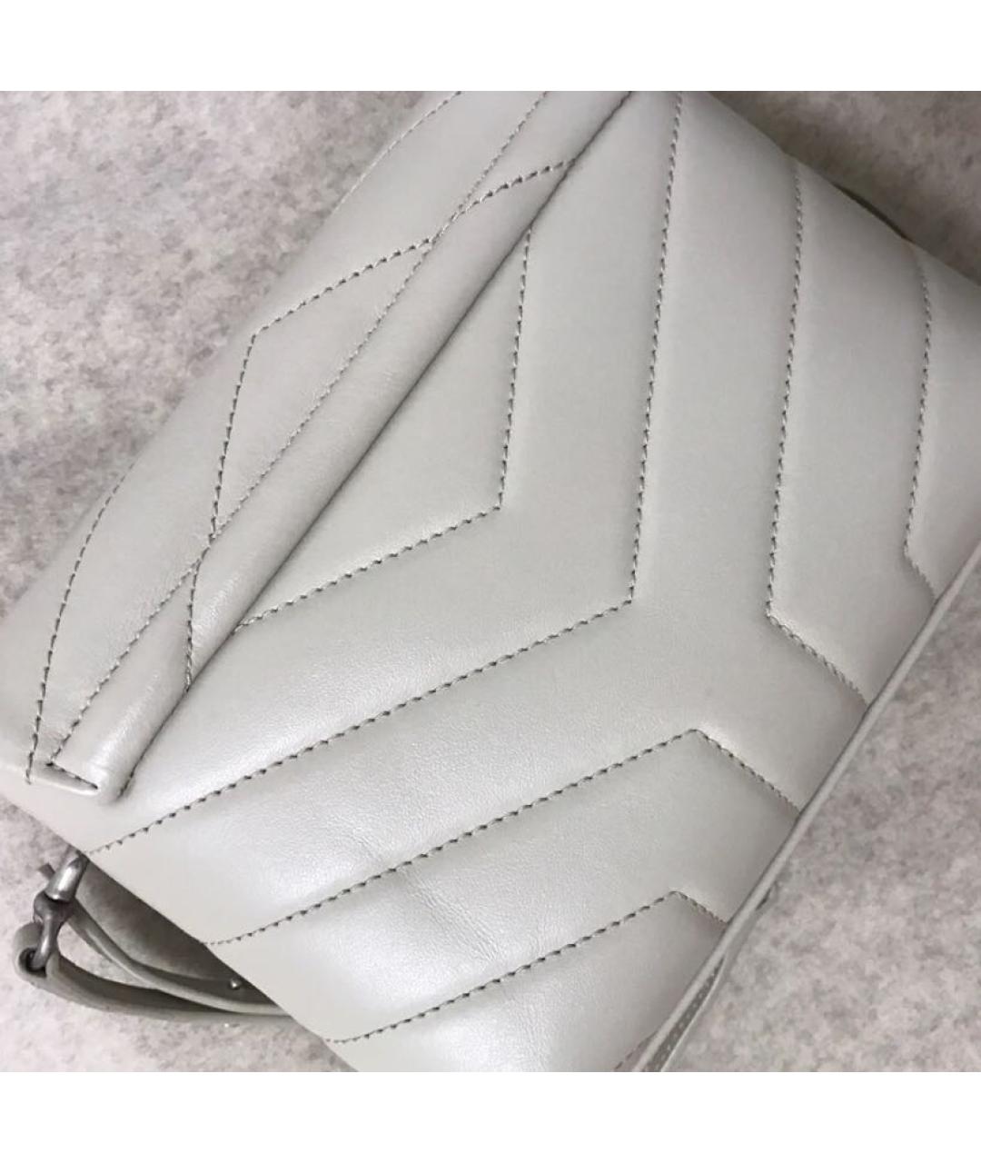 SAINT LAURENT Белая кожаная сумка через плечо, фото 3