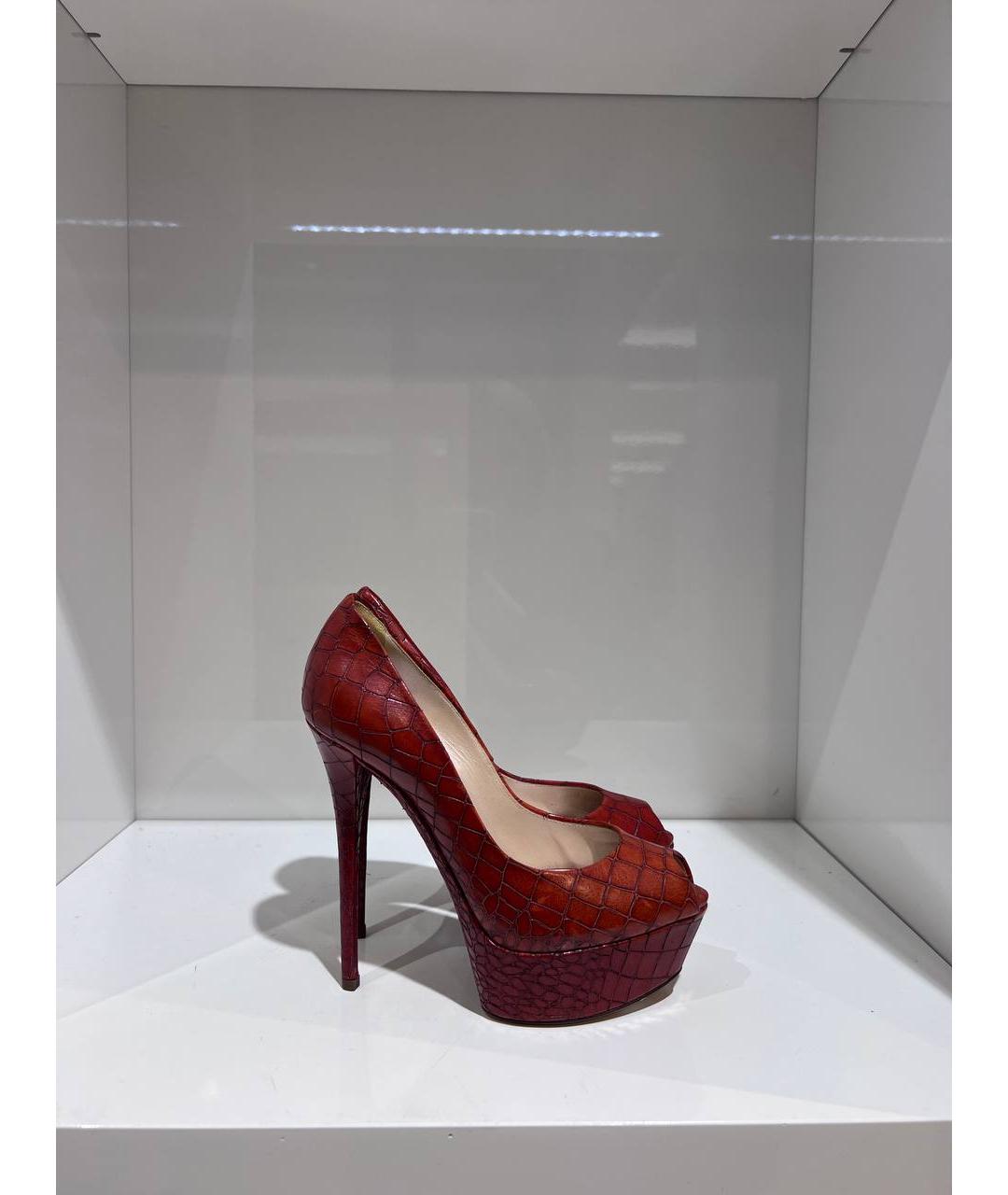 SERGIO ROSSI Красные кожаные босоножки, фото 4