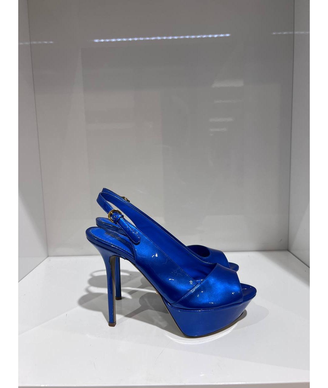 SERGIO ROSSI Синие кожаные босоножки, фото 3