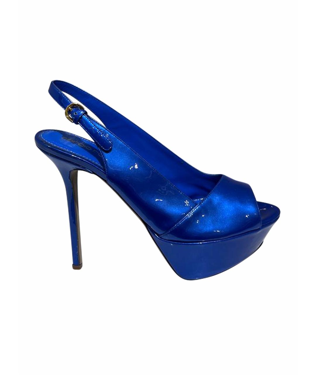 SERGIO ROSSI Синие кожаные босоножки, фото 1