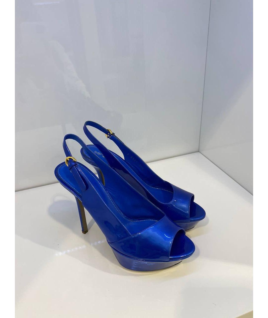 SERGIO ROSSI Синие кожаные босоножки, фото 2