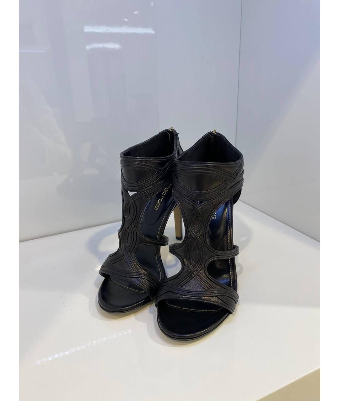 SERGIO ROSSI Черные кожаные босоножки, фото 2
