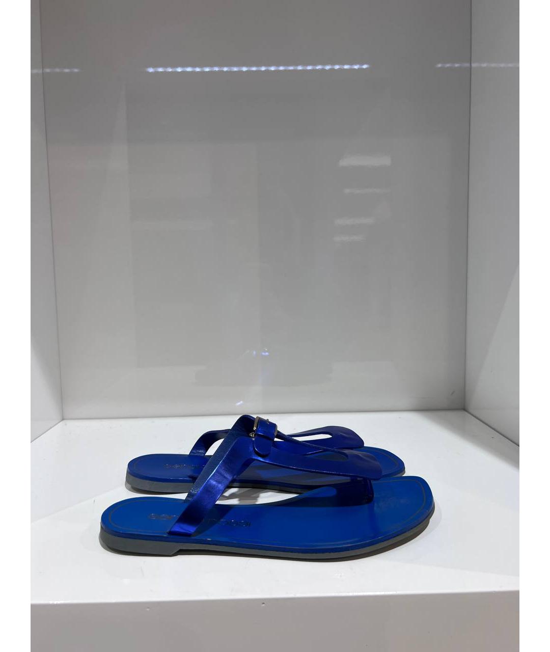 SERGIO ROSSI Синие кожаные сабо, фото 4