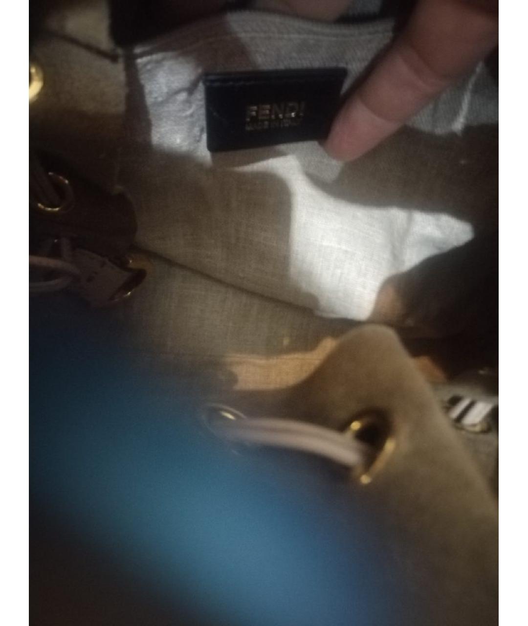 FENDI Бежевая кожаная сумка тоут, фото 6