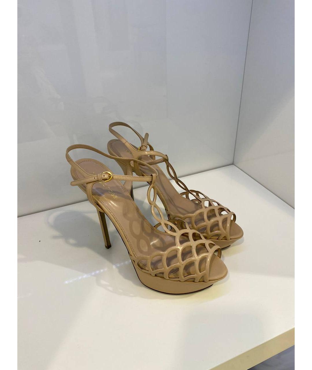 SERGIO ROSSI Бежевые кожаные босоножки, фото 2