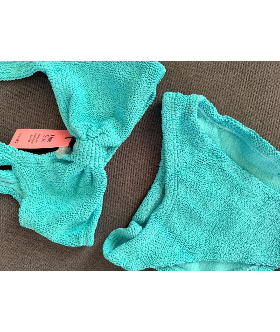 HUNZA G Бирюзовый полиамидовый купальник, фото 4