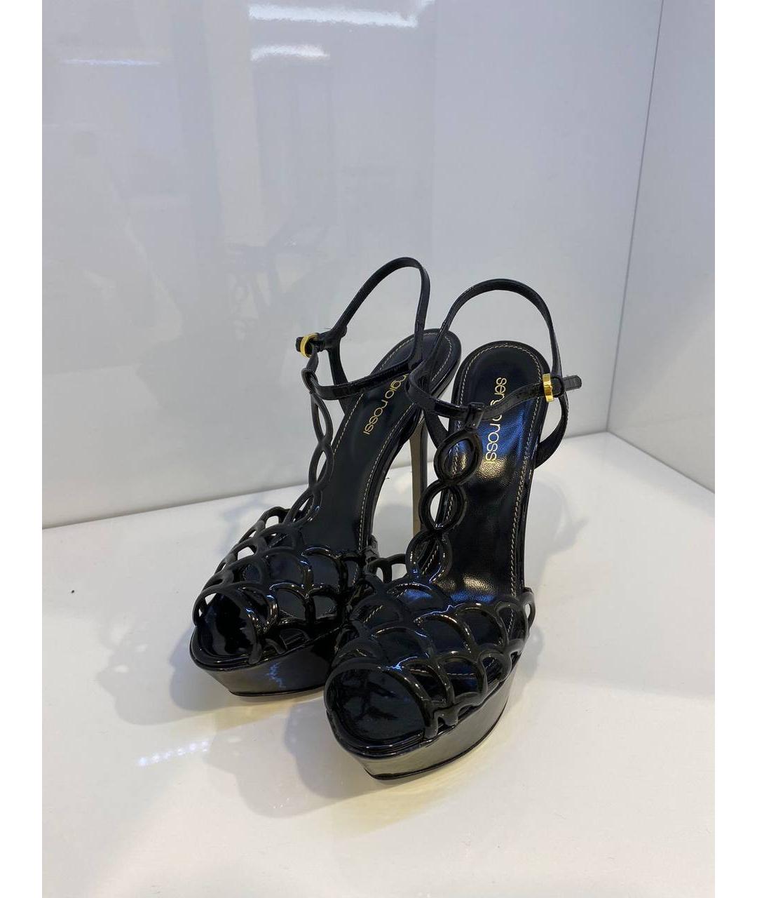 SERGIO ROSSI Черные кожаные босоножки, фото 2