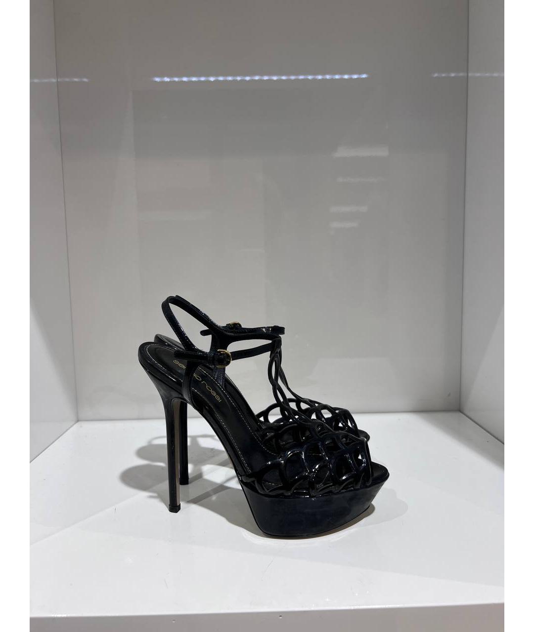 SERGIO ROSSI Черные кожаные босоножки, фото 4