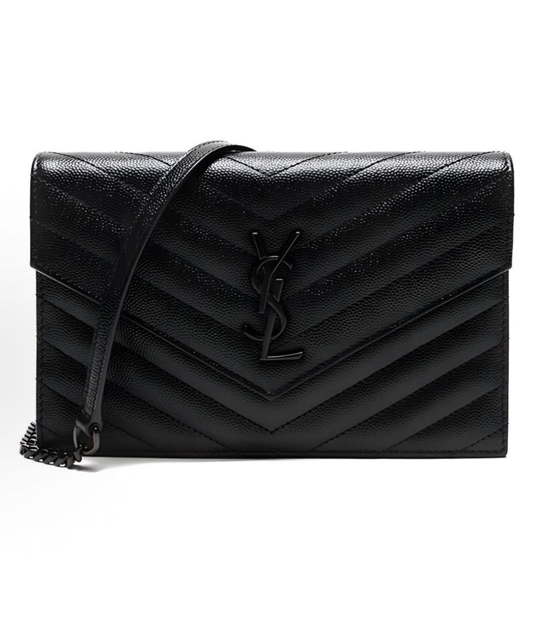 SAINT LAURENT Черная кожаная сумка через плечо, фото 7