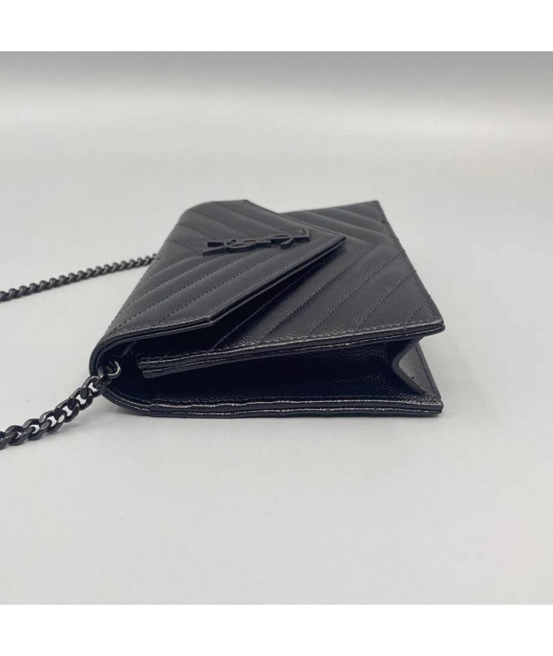 SAINT LAURENT Черная кожаная сумка через плечо, фото 4