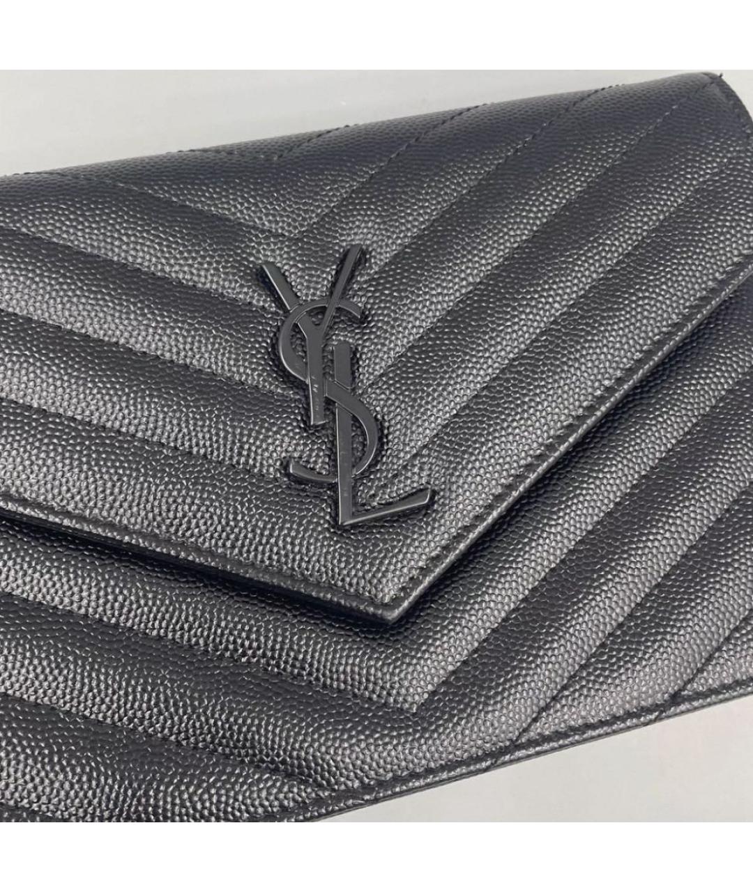 SAINT LAURENT Черная кожаная сумка через плечо, фото 5
