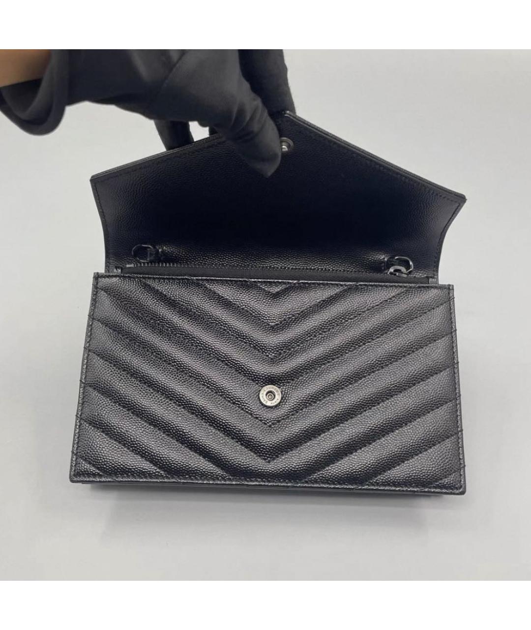 SAINT LAURENT Черная кожаная сумка через плечо, фото 6