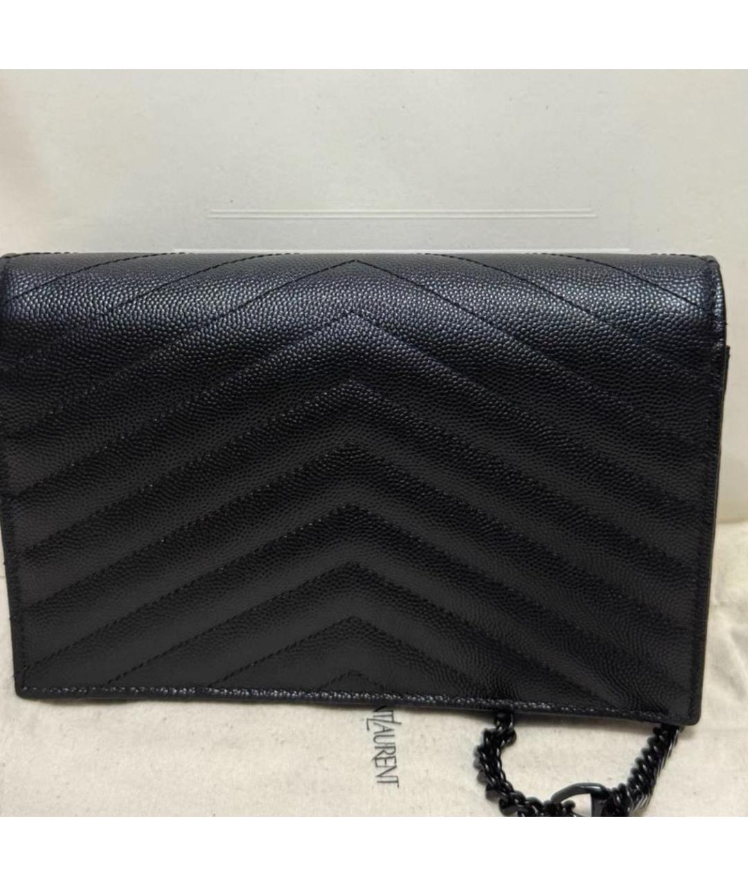 SAINT LAURENT Черная кожаная сумка через плечо, фото 3