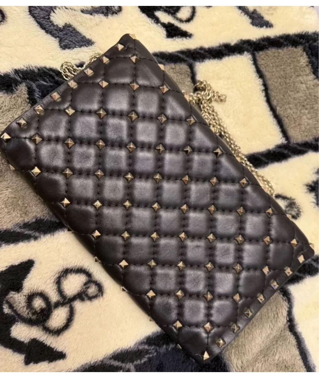 VALENTINO Черная кожаная сумка через плечо, фото 5