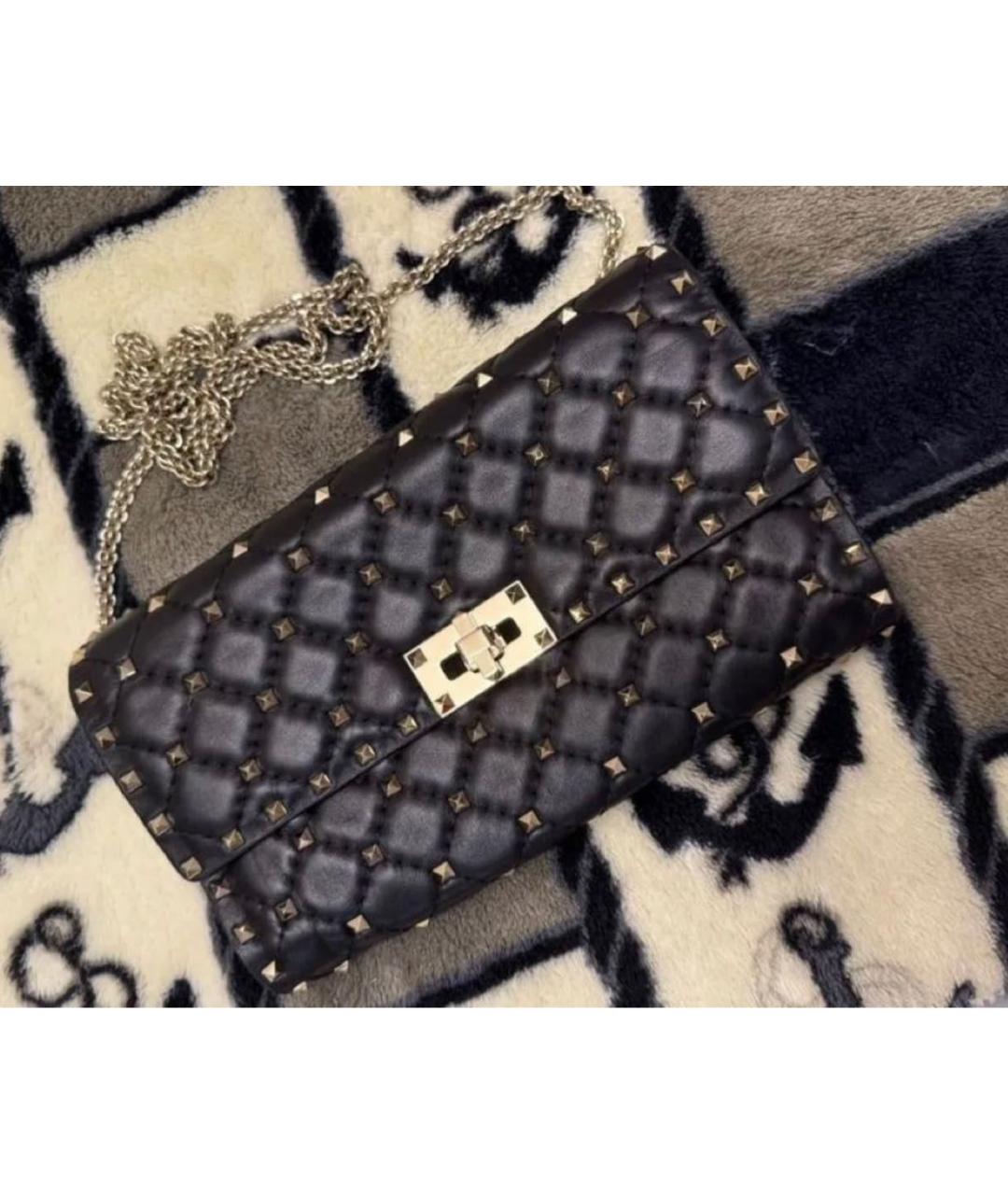 VALENTINO Черная кожаная сумка через плечо, фото 3