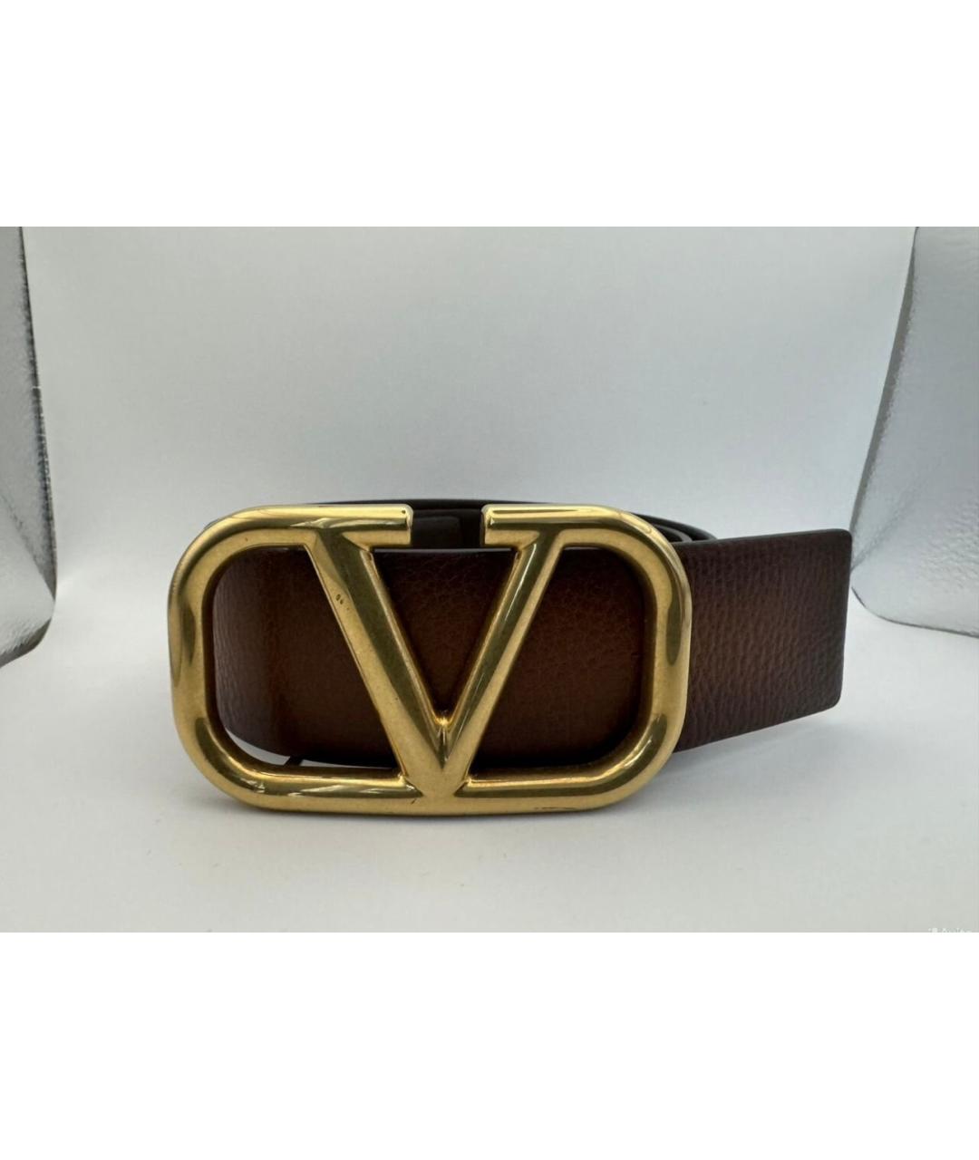 VALENTINO Коричневый кожаный ремень, фото 2