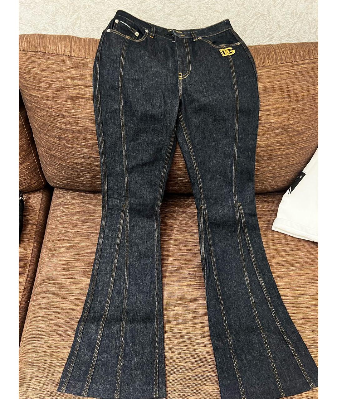 DOLCE&GABBANA Темно-синие хлопковые джинсы клеш, фото 5