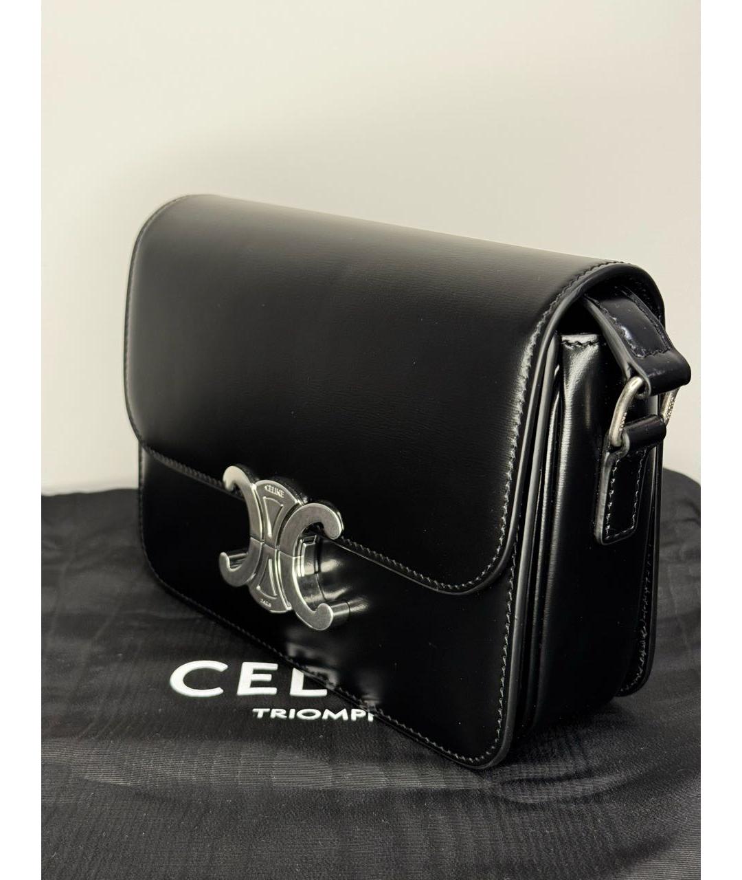 CELINE Черная кожаная сумка через плечо, фото 2