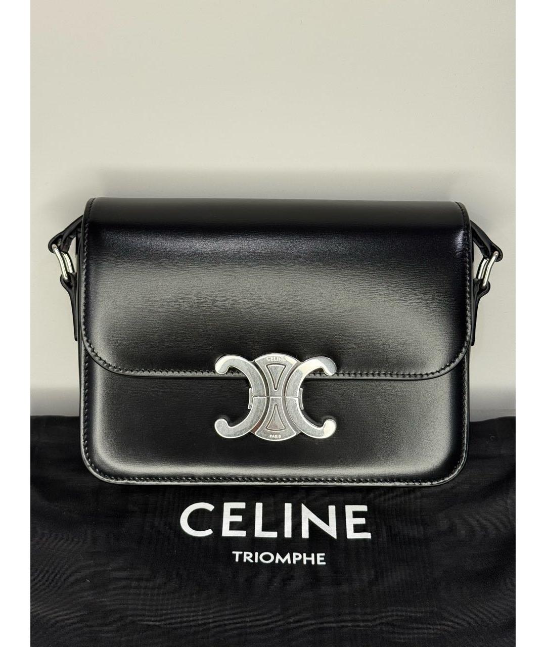 CELINE Черная кожаная сумка через плечо, фото 5