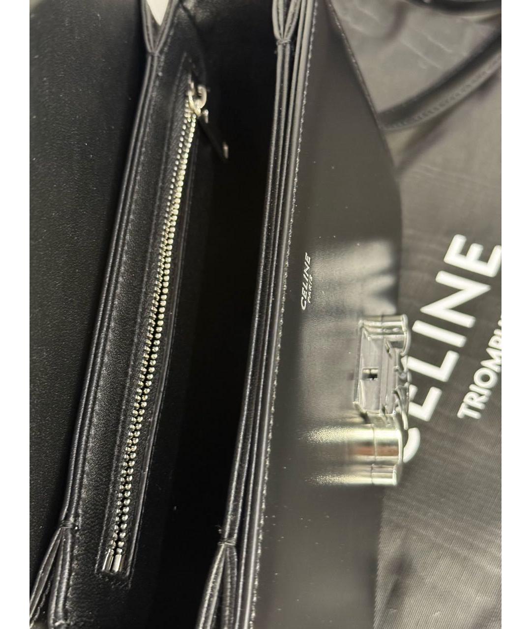 CELINE Черная кожаная сумка через плечо, фото 4