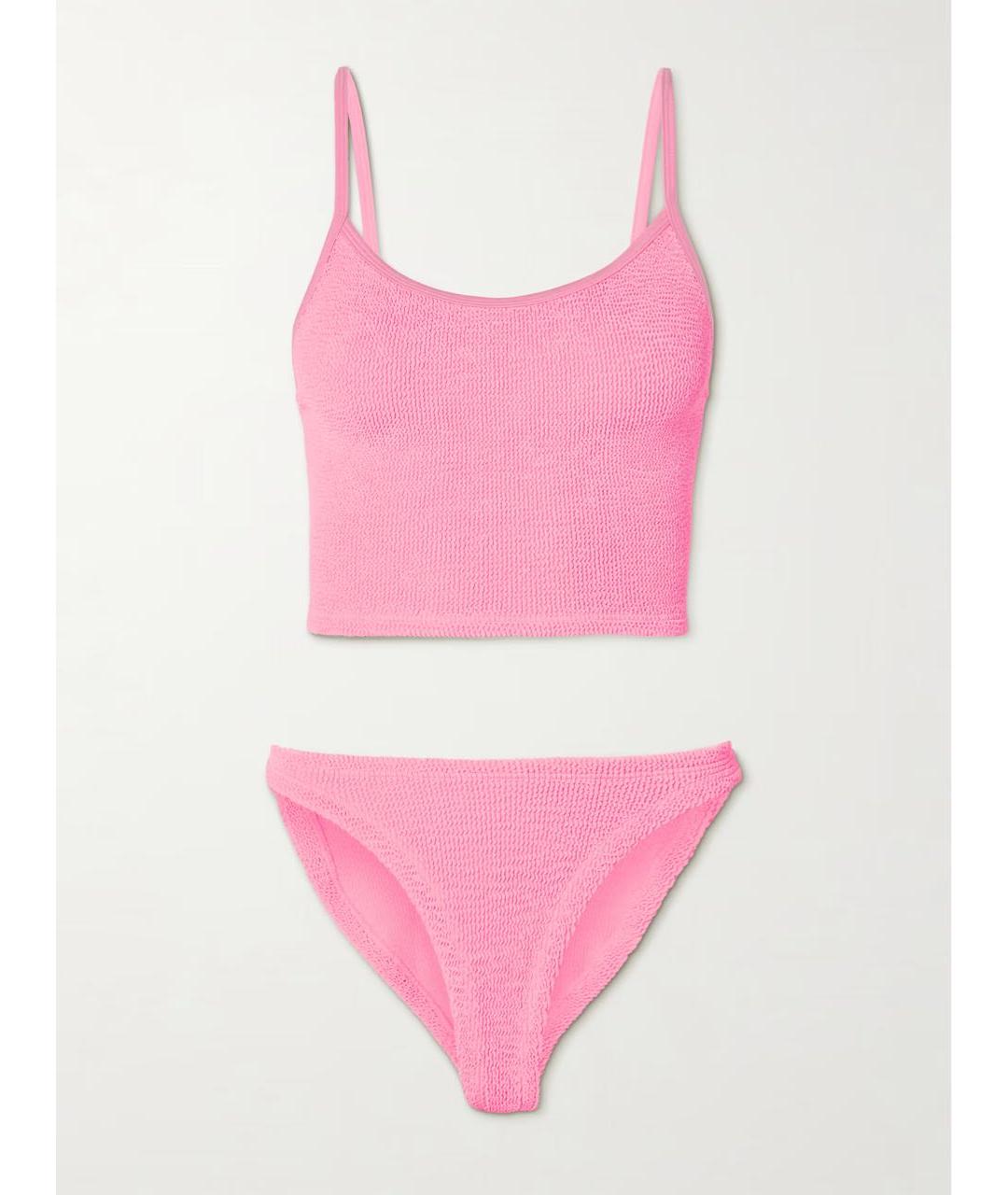 HUNZA G Розовый полиамидовый купальник, фото 5