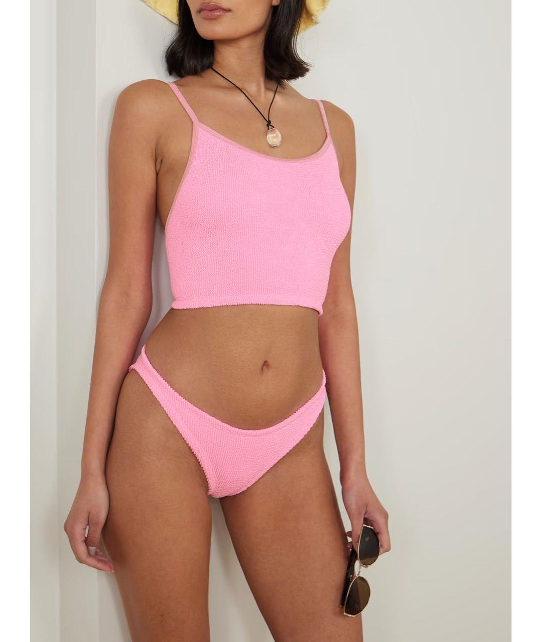 HUNZA G Розовый полиамидовый купальник, фото 4