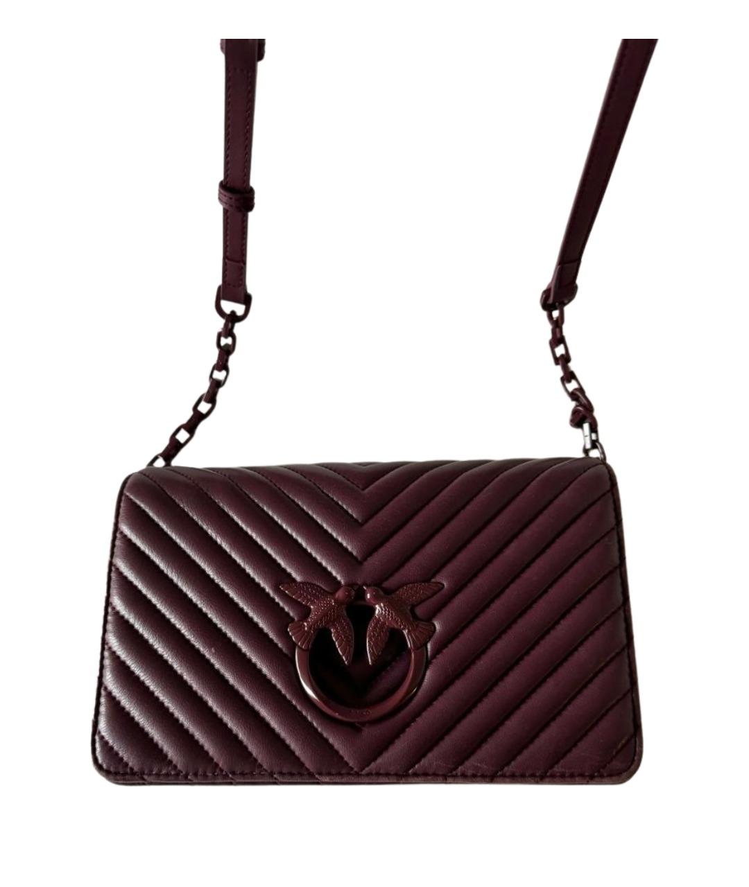 PINKO Бордовая кожаная сумка через плечо, фото 1