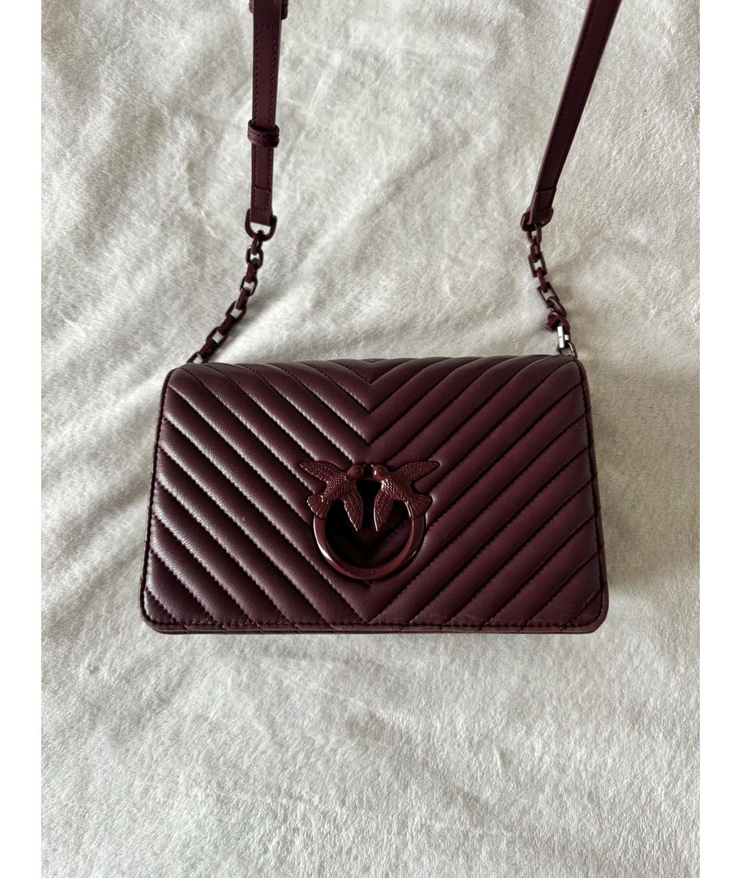 PINKO Бордовая кожаная сумка через плечо, фото 5