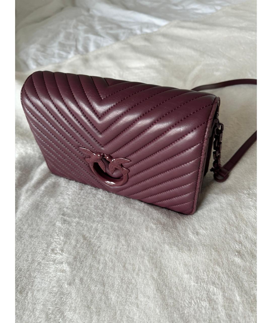 PINKO Бордовая кожаная сумка через плечо, фото 2