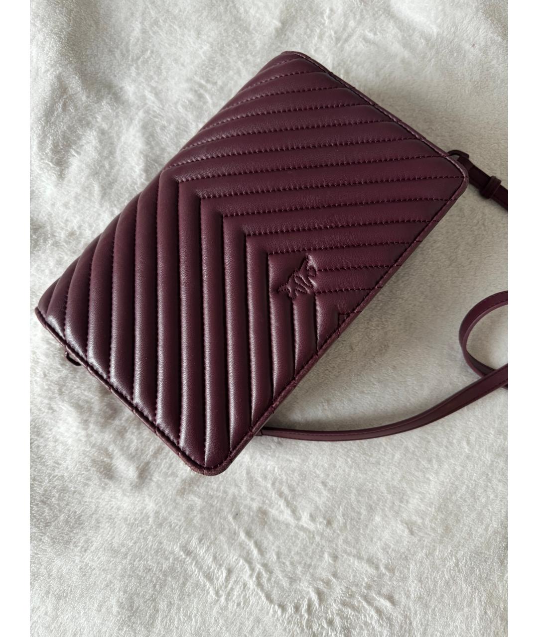 PINKO Бордовая кожаная сумка через плечо, фото 3