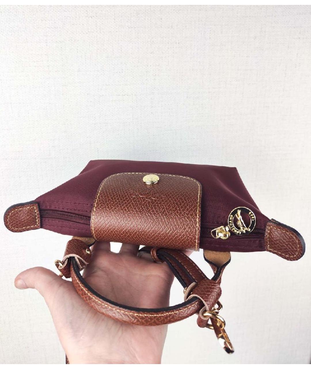 LONGCHAMP Бордовая синтетическая сумка с короткими ручками, фото 5