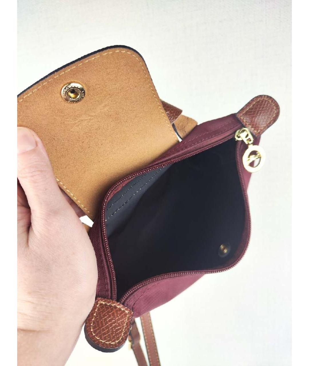 LONGCHAMP Бордовая синтетическая сумка с короткими ручками, фото 4