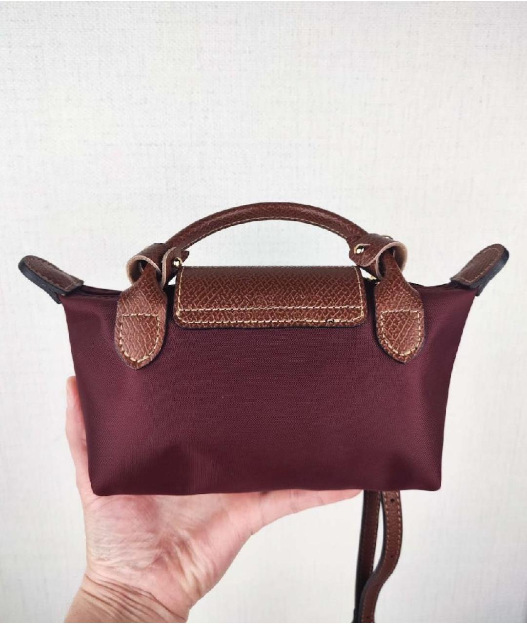 LONGCHAMP Бордовая синтетическая сумка с короткими ручками, фото 3