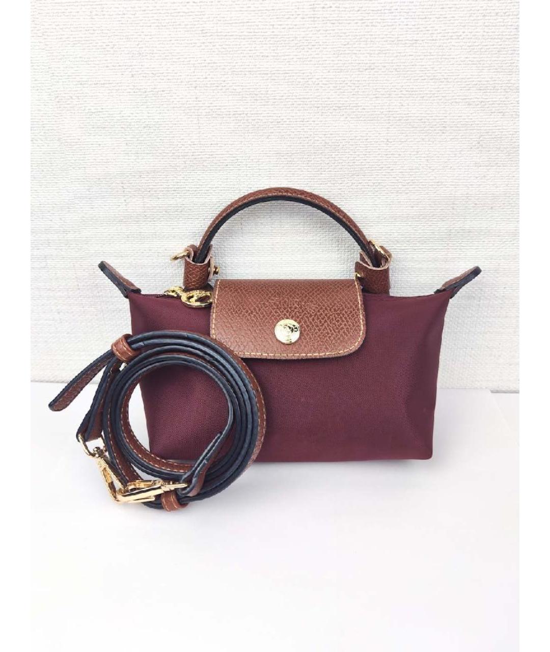 LONGCHAMP Бордовая синтетическая сумка с короткими ручками, фото 2