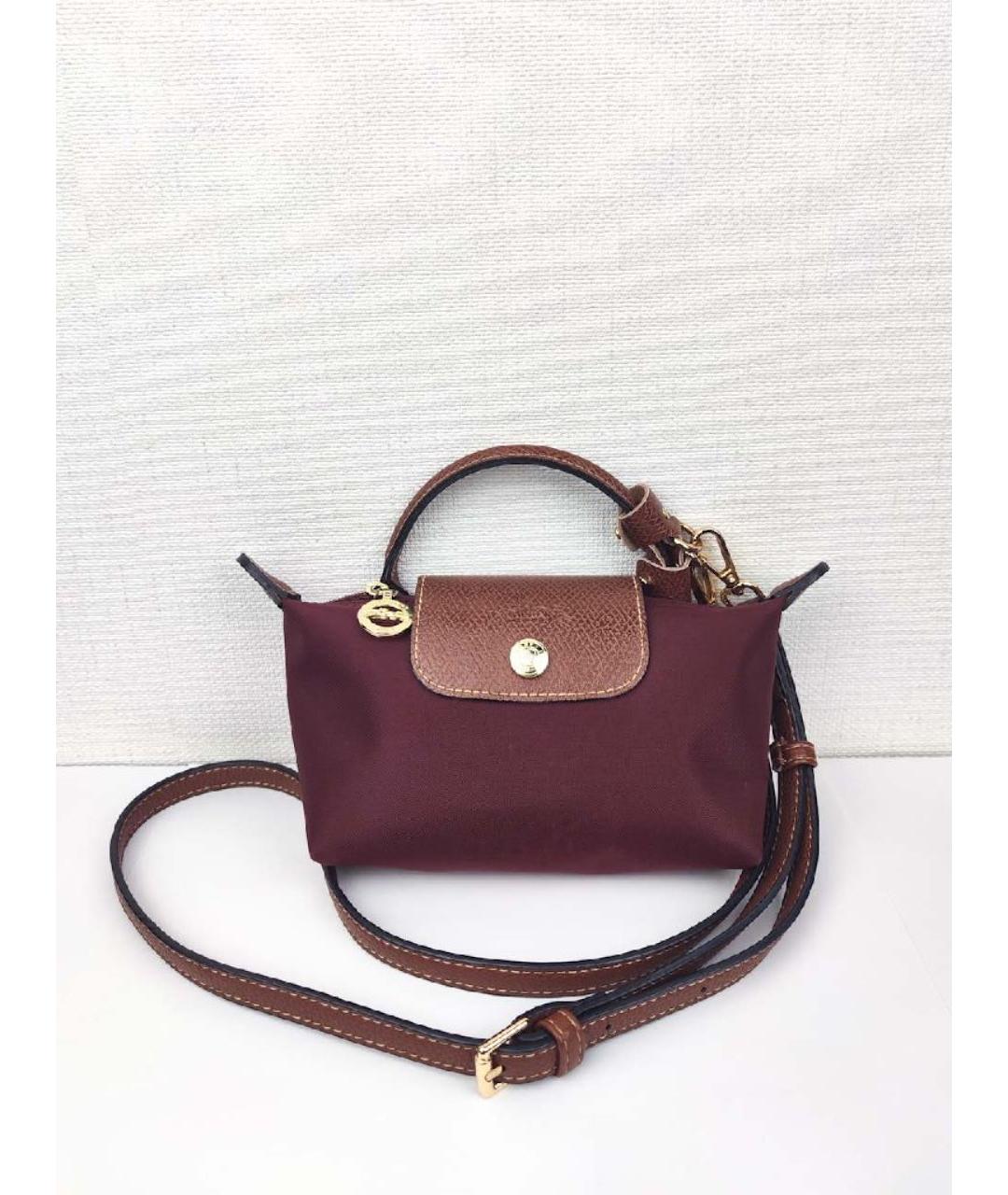 LONGCHAMP Бордовая синтетическая сумка с короткими ручками, фото 10