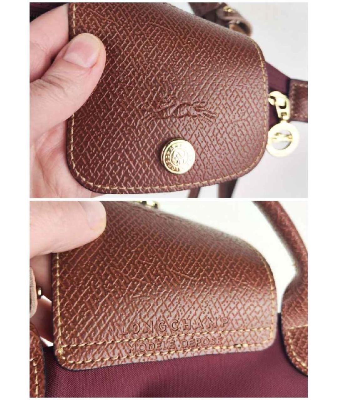 LONGCHAMP Бордовая синтетическая сумка с короткими ручками, фото 8