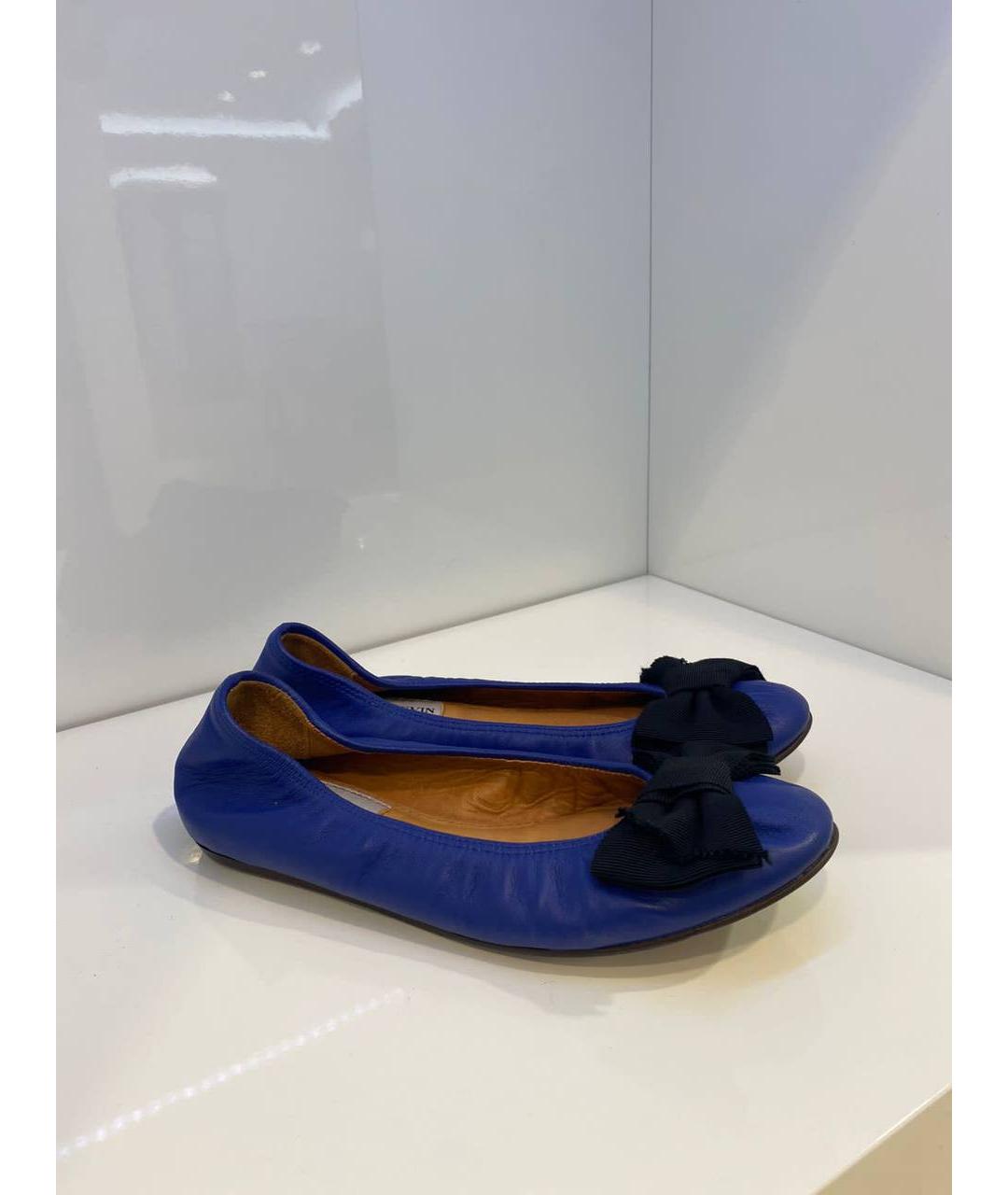 LANVIN Синие кожаные балетки, фото 4