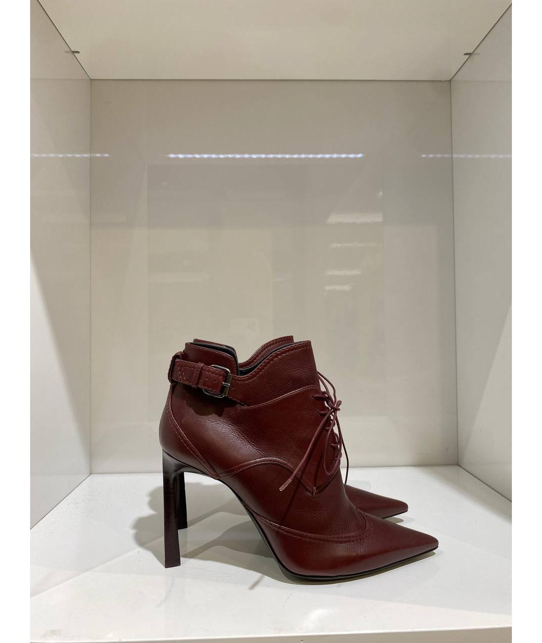 LANVIN Бордовые кожаные ботильоны, фото 3