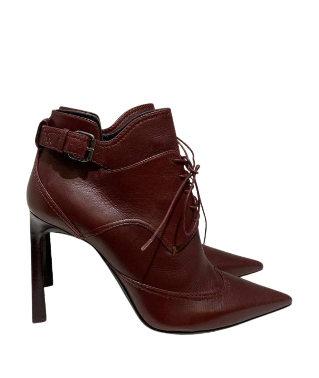 LANVIN Бордовые кожаные ботильоны, фото 1