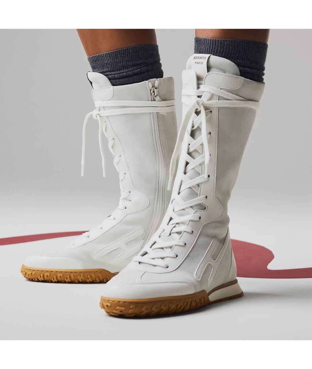 HERMES Белые текстильные кроссовки, фото 6