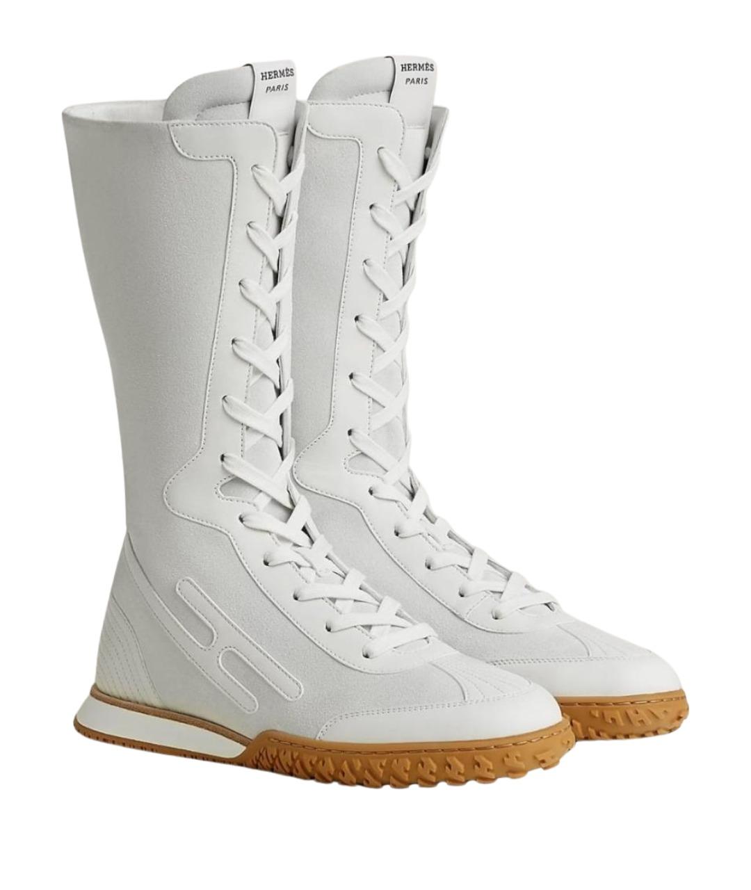 HERMES Белые текстильные кроссовки, фото 1