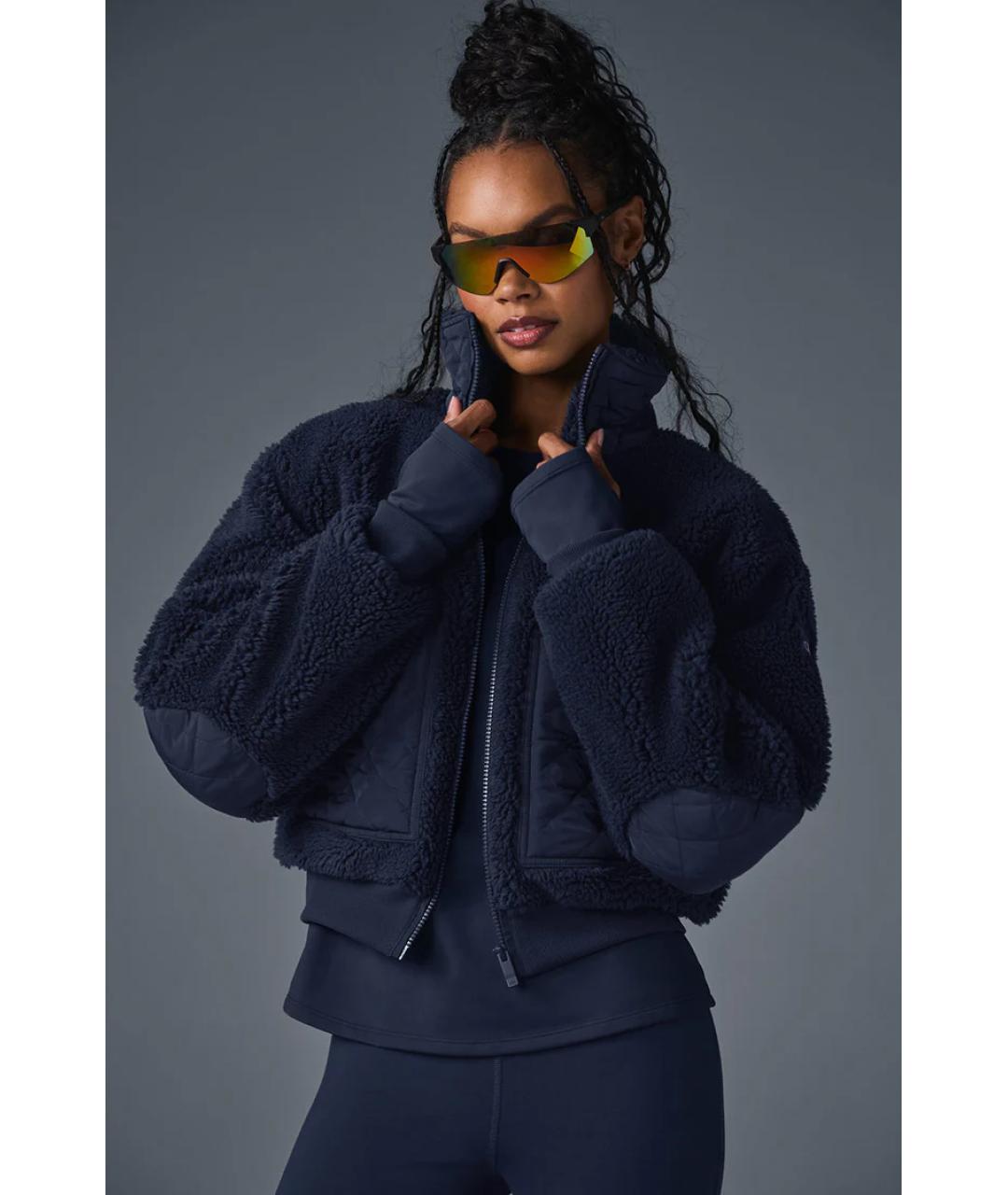 ALO YOGA Темно-синяя полиэстеровая куртка, фото 5