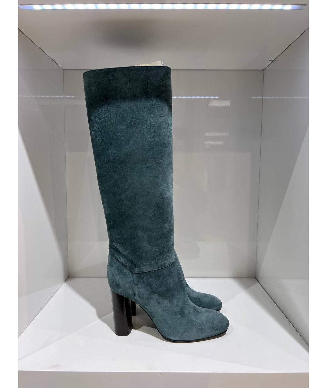 LANVIN Зеленые замшевые сапоги, фото 4