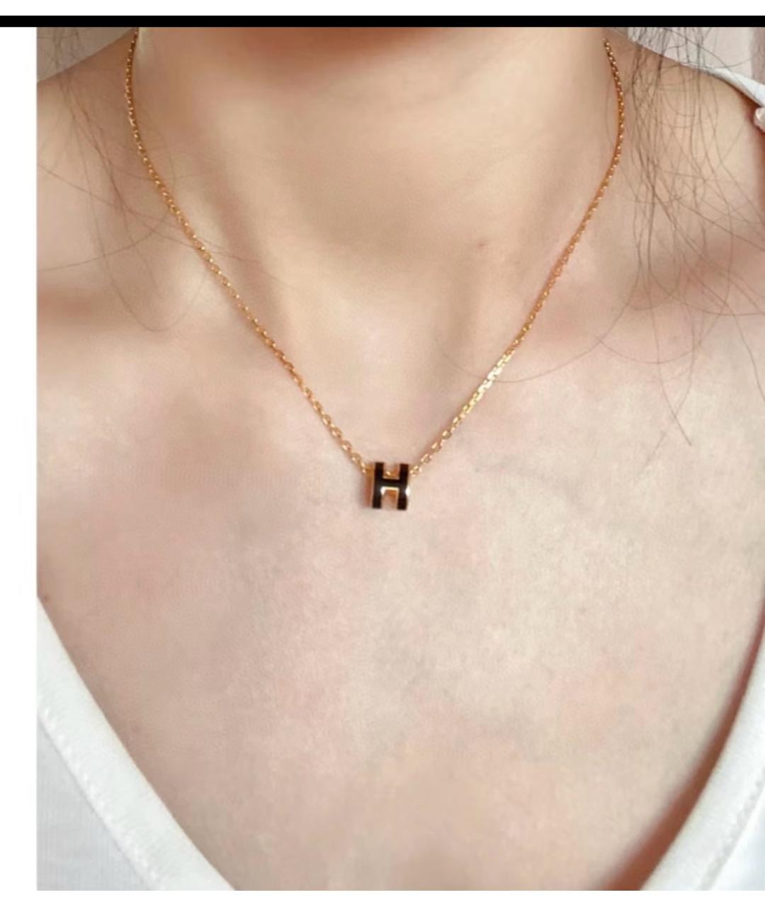 HERMES Золотая металлическая подвеска, фото 5